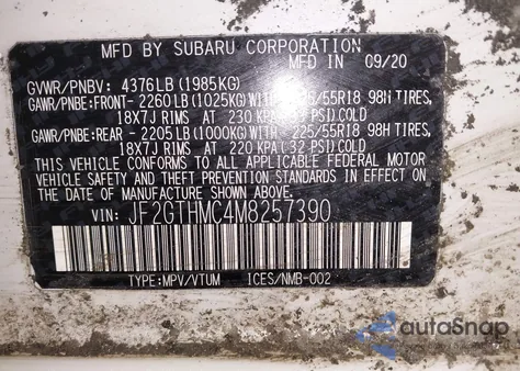 2021 Subaru Crosstrek Limited z USA, uszkodzony, nr VIN JF2GTHMC4M8257390